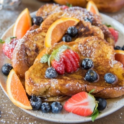 challah french toast with fresh fruit