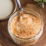 homemade seasoning salt in a mason jar with a spoon