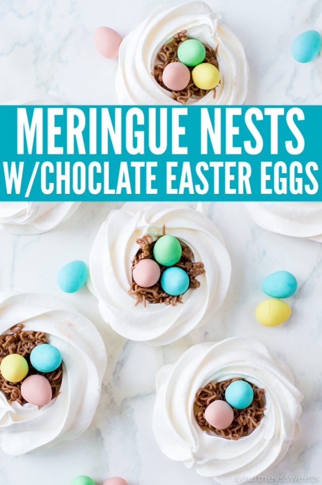 meringue nests with chocolate eggs