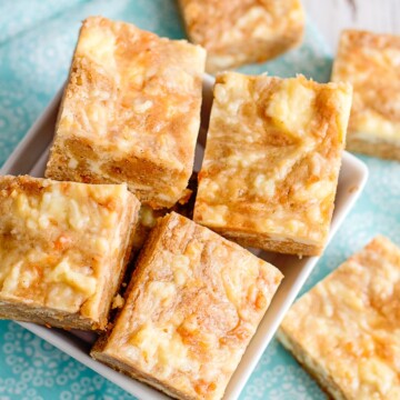 carrot cake bars in a bowl