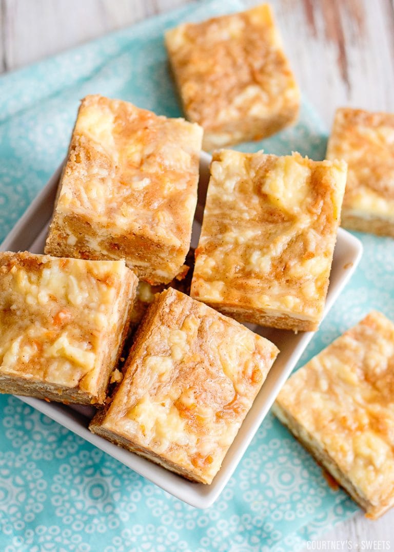 carrot cake bars in a bowl