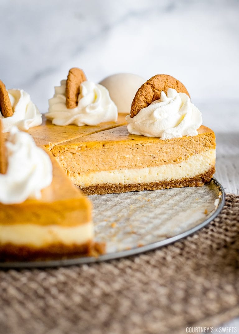 cut into layered pumpkin cheesecake