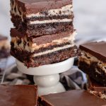 layered oreo brownies with ganache frosting