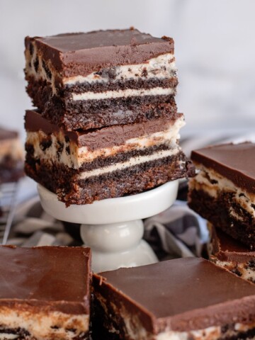 layered oreo brownies with ganache frosting
