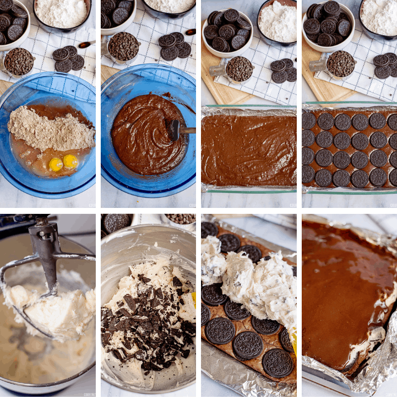step by step photos for oreo brownies