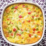 tater to breakfast casserole in baking dish