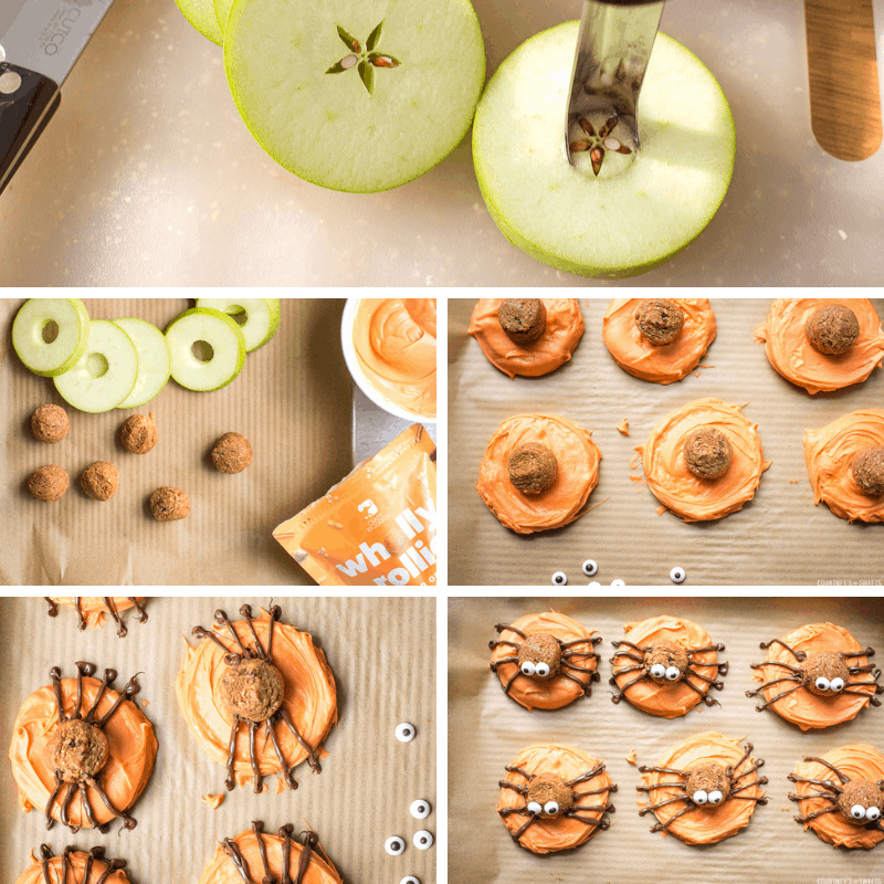 step by step how to make chocolate covered apple slices spider donuts