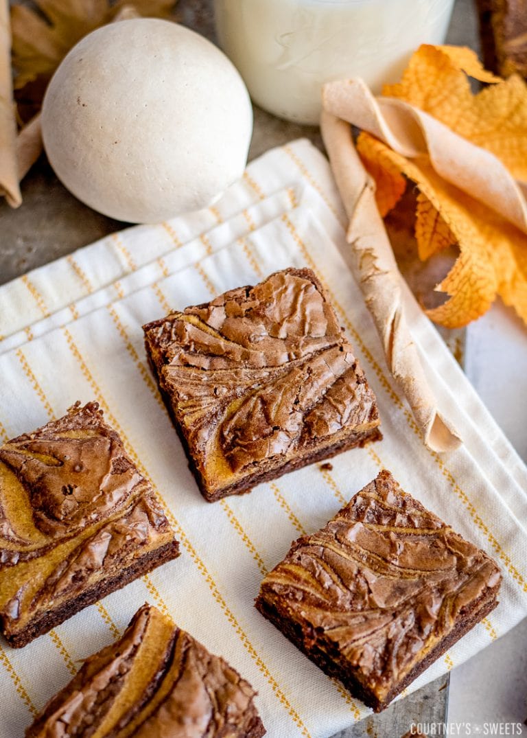 pumpkin brownies with cheesecake swirl
