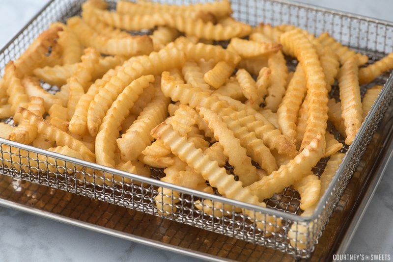 cooked french fries in air fryer basket