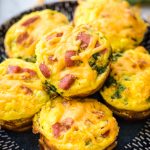 cheesy breakfast muffins on a plate