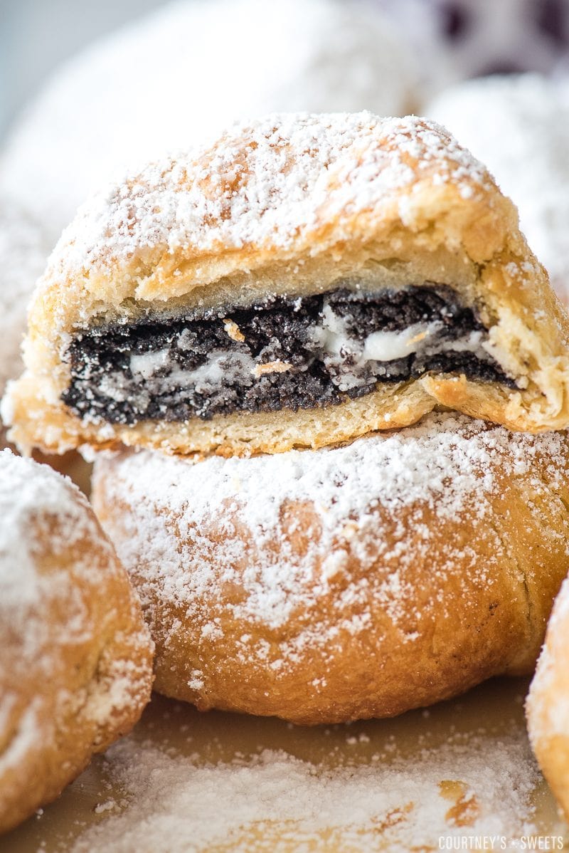 close up of inside air fryer oreo