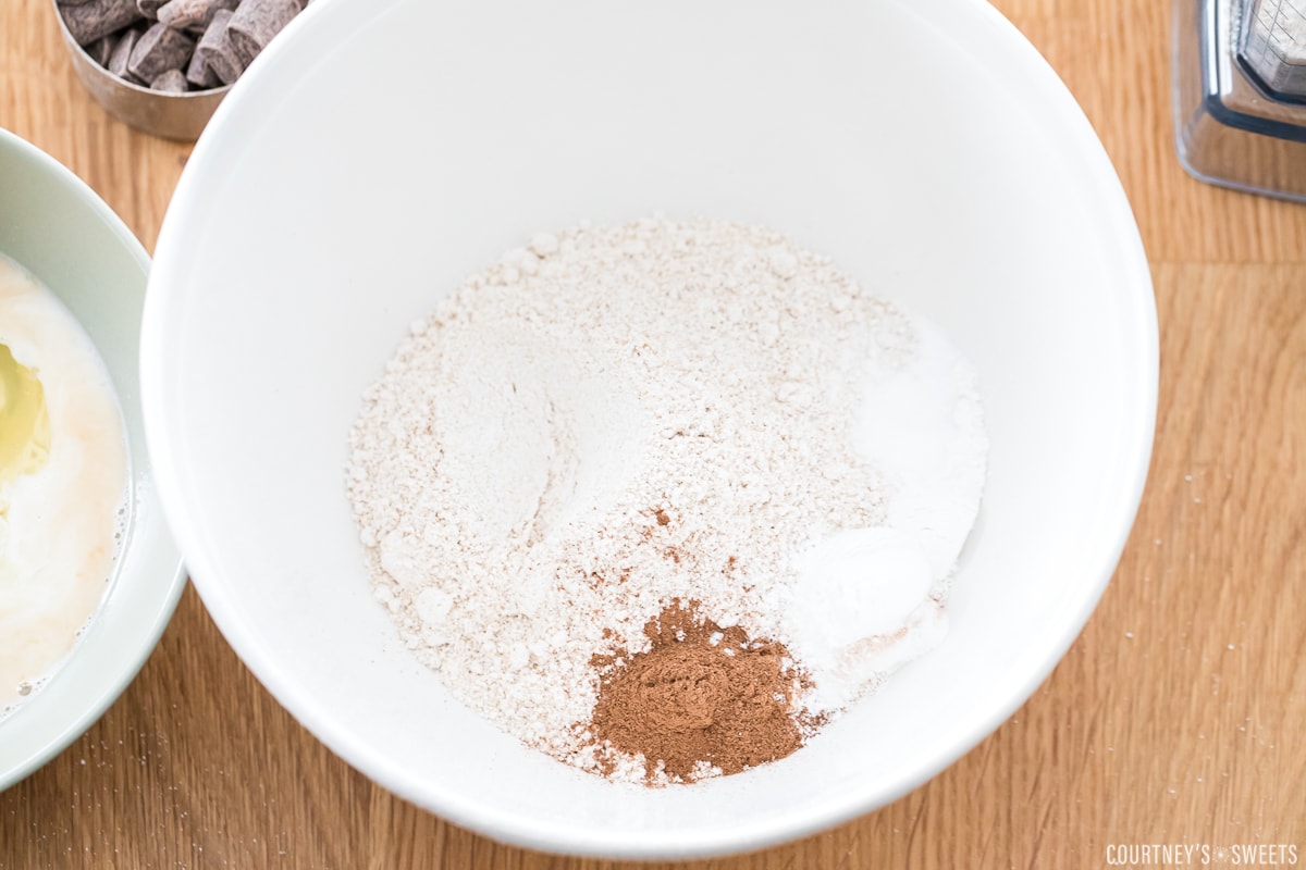 dry ingredients in a white bowl.