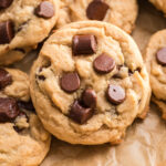 small batch chocolate chip cookies on parchment paper.
