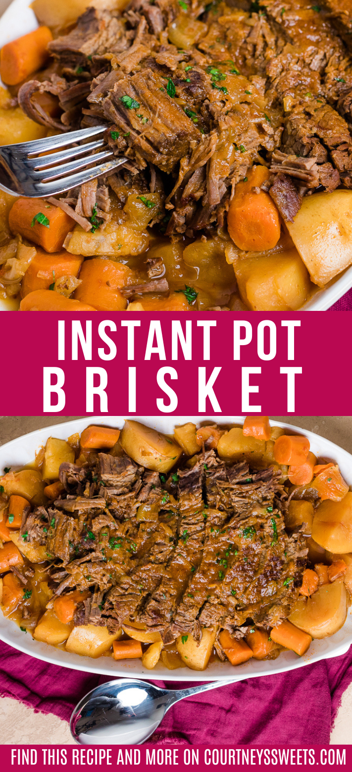 instant pot brisket jewish style with text on image for pinterest.