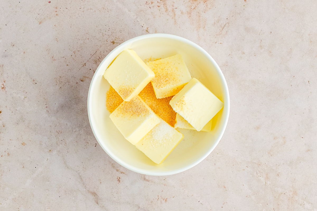 vegan butter with spices in a bowl.