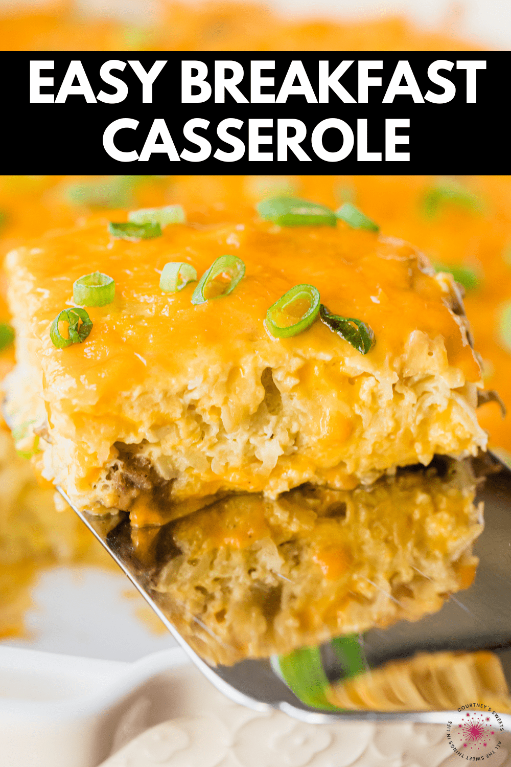 easy breakfast casserole images with text on it for pinterest.