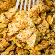 savory matzo brei in a cast iron skillet.