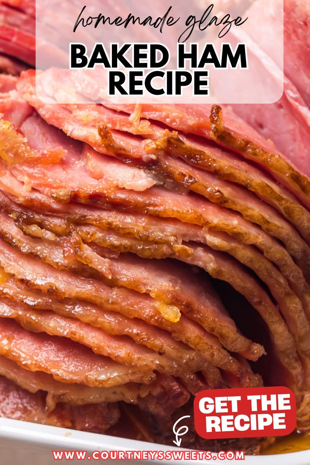 baked ham recipe pinterest image with spiral ham.