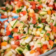 close up of middle eastern salad in a bowl.