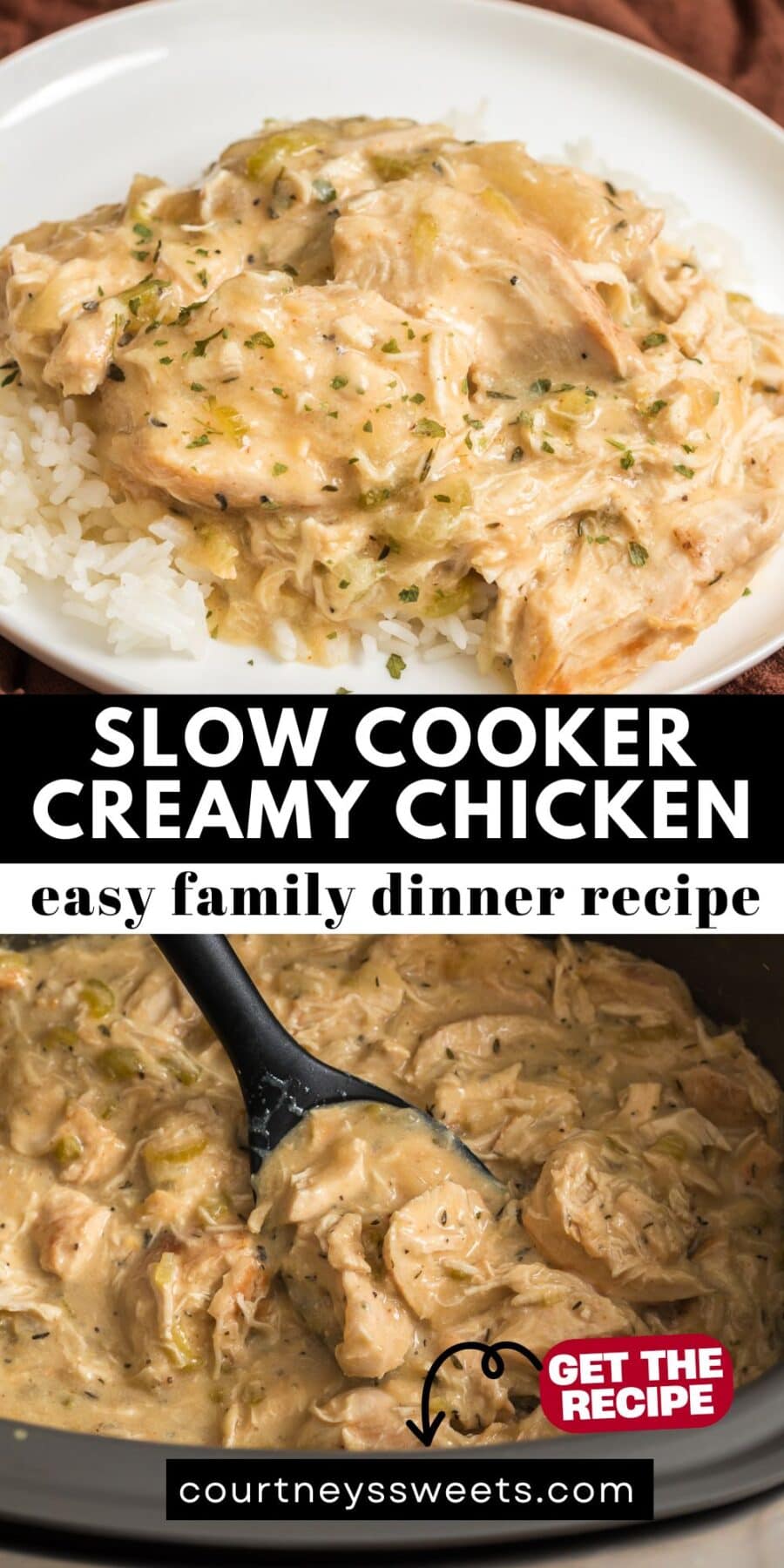 Slow Cooker Creamy Chicken pinterest image.
