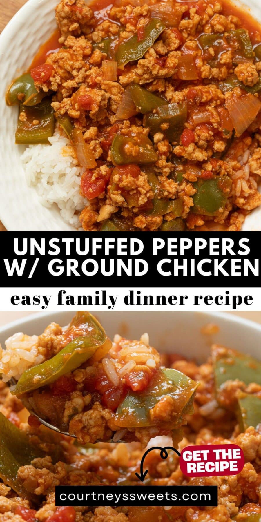 Unstuffed Peppers with Ground Chicken Pinterest image.