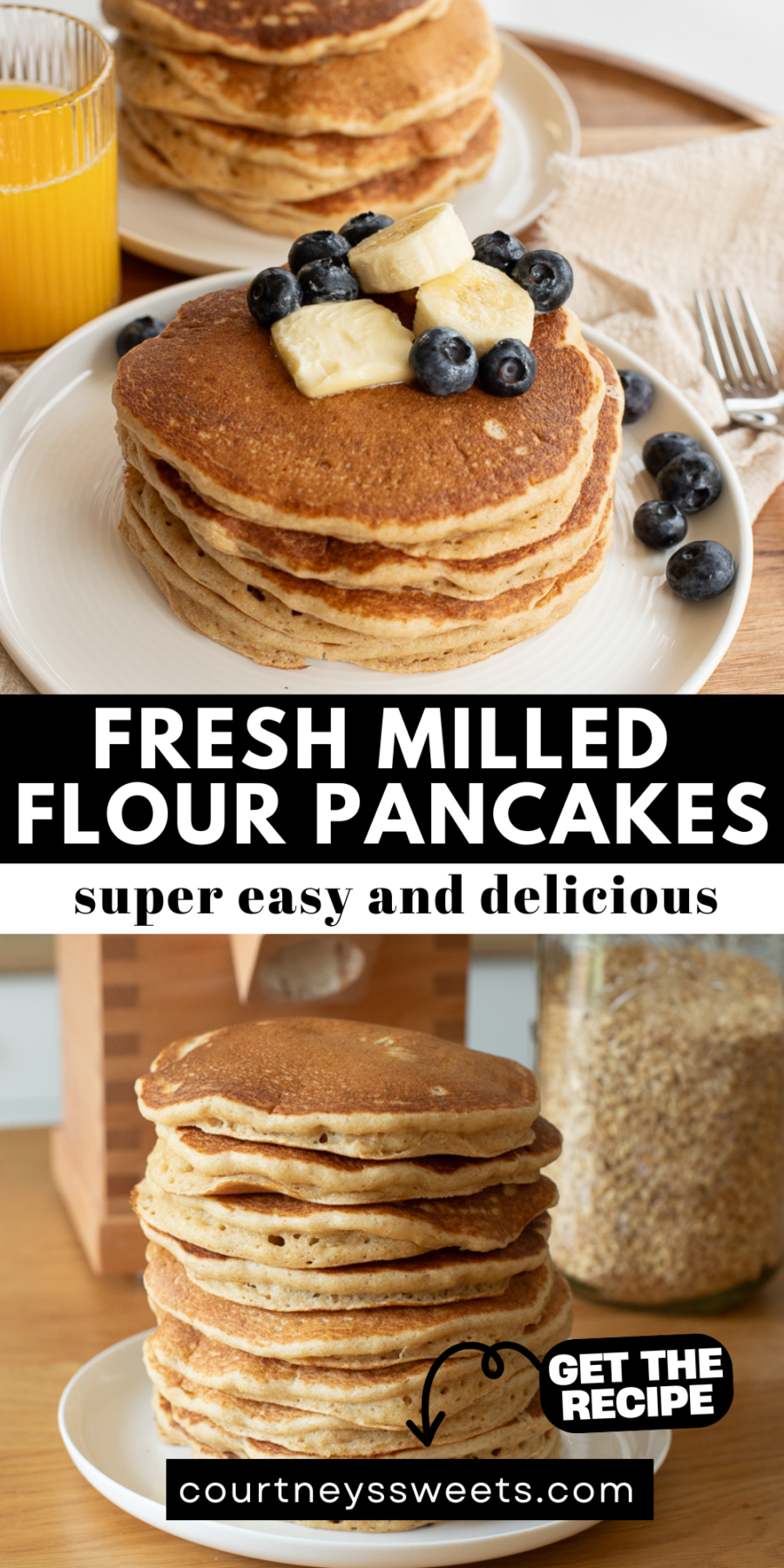 fresh milled flour pancakes pin