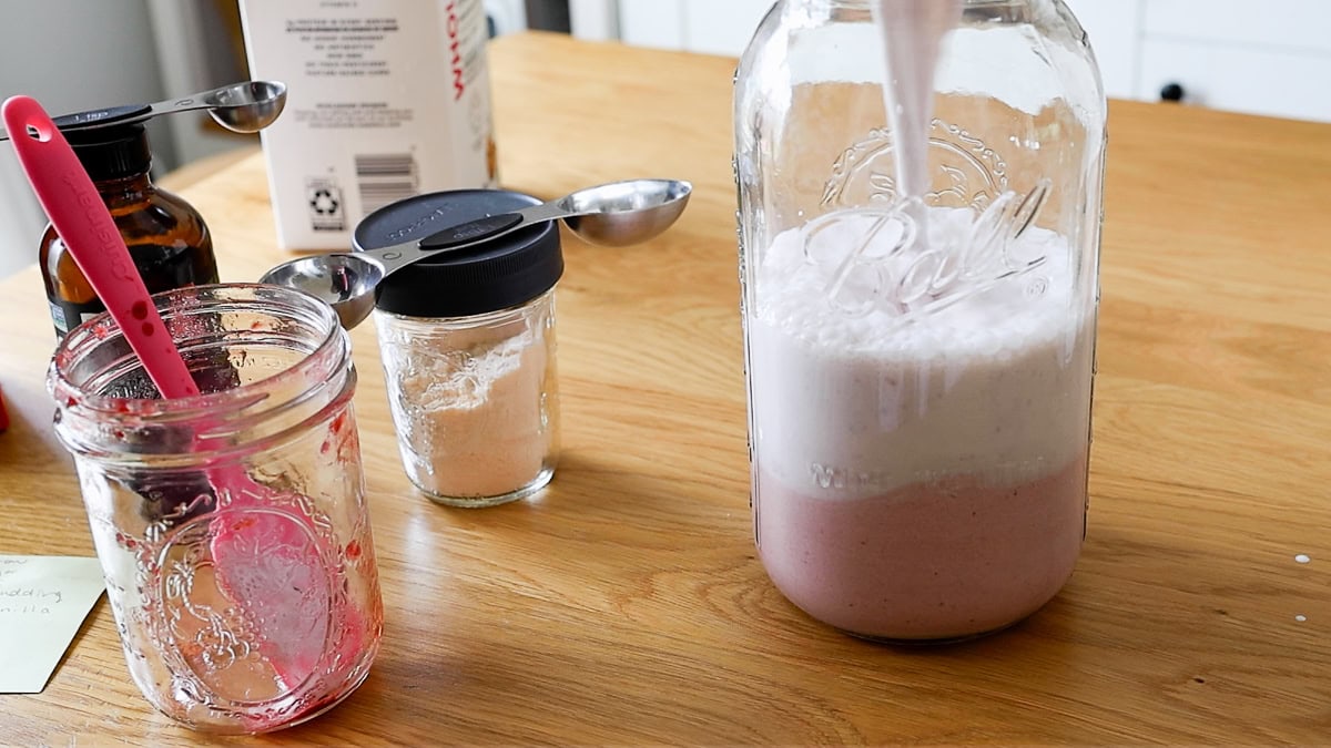mixing soft serve ingredients.
