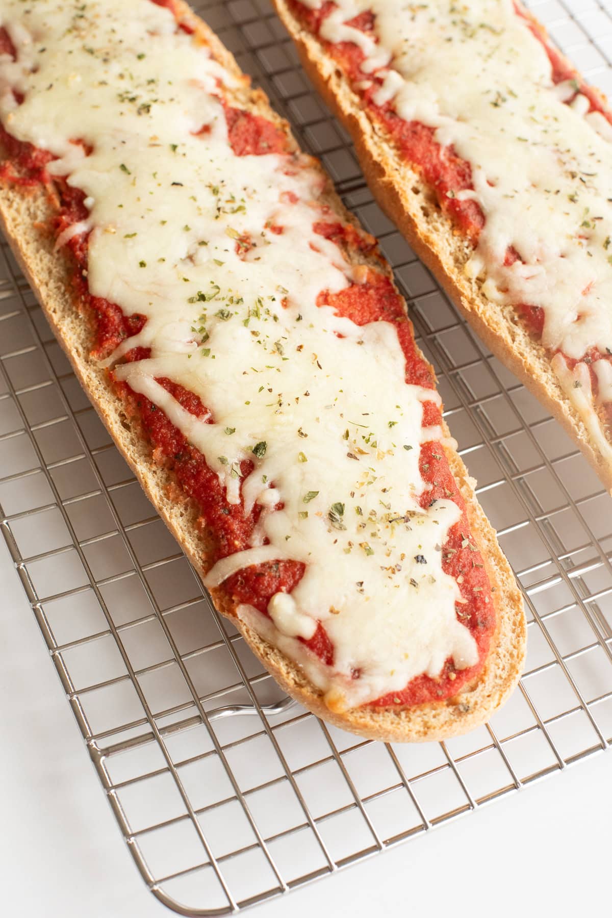Fresh Milled Flour French Bread Pizza on cooling rack.