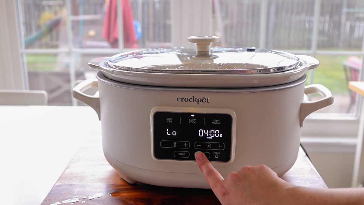 setting slow cooker to low for 4 hours.
